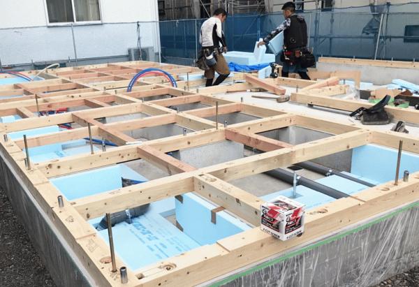 36坪2階リビングのお家づくり「土台据え」